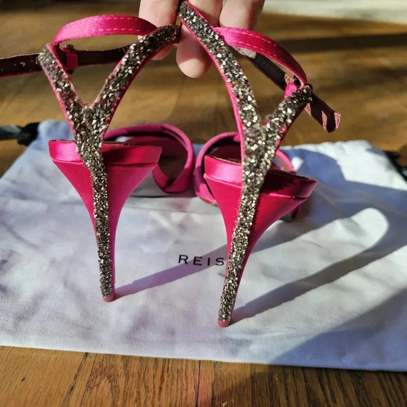 NWB! Reiss pink velvet sandals with stone detail size 41/ US 10 - Picture 2 of 6